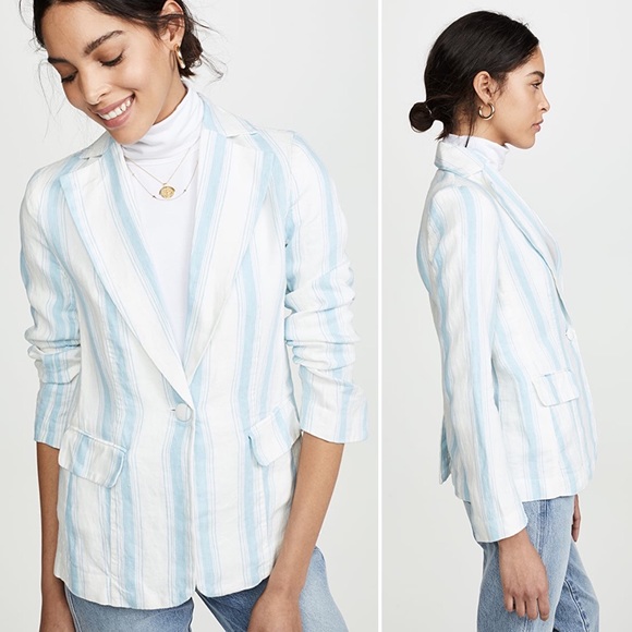 NWT FRAME CLASSIC MULTI STRIPE BLAZER IN OFF WHITE - Picture 2 of 14